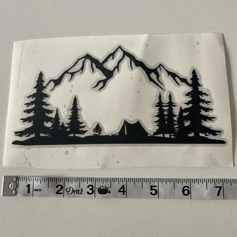 Camping Mountain Vinyl Decal Gloss Black